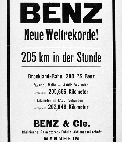Табличка со спецификациями модели Lightning Benz (Blitzen Benz).