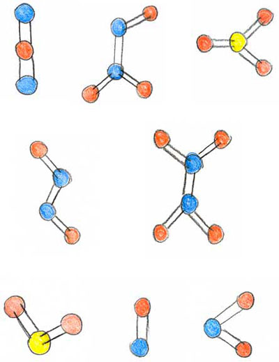 Модели из наиболее распространенных  SOx и NOx молекул