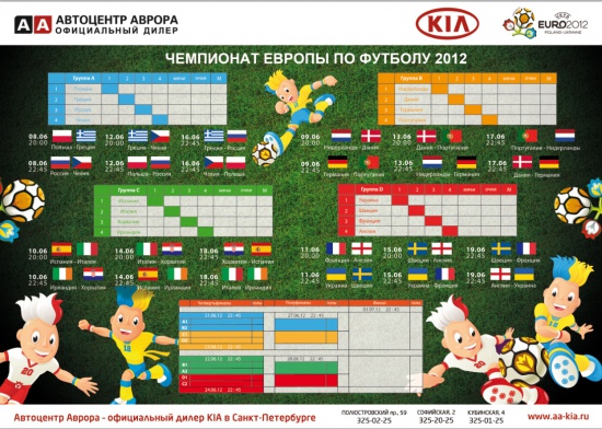 Турнирная таблица Евро 2012 в подарок!