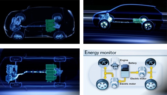Как только двигатель выходит на среднюю эксплуатационную скорость, генератор преобразует избыточную мощность двигателя в электричество для подзарядки батареи. Кроме того, при использовании тормозов двигатели работают в генераторном режиме, поглощая кинетическую энергию и передавая ее батарее. Внутри автомобиль снабжен монитором энергоэффективности, который отображает работу Lexus Hybrid Drive. При запуске двигателя и во время вождения на низких скоростях Lexus снабжается энергией от электродвигателя. 