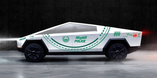 Tesla Cybertruck в камуфляже полиции Дубаи