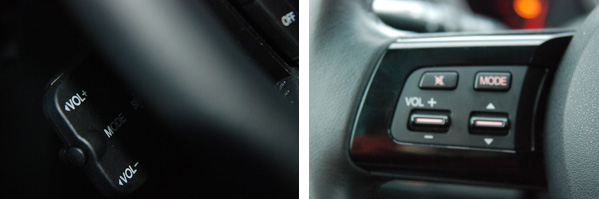 Управление аудиостистемой - два решения. Слева - Ford, справа - Mazda